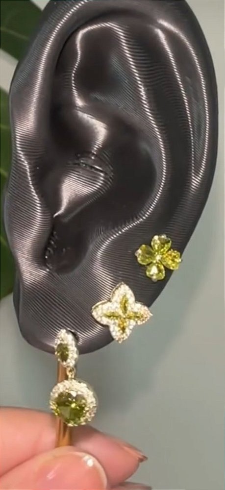 Trio de Brinco Verde Peridoto