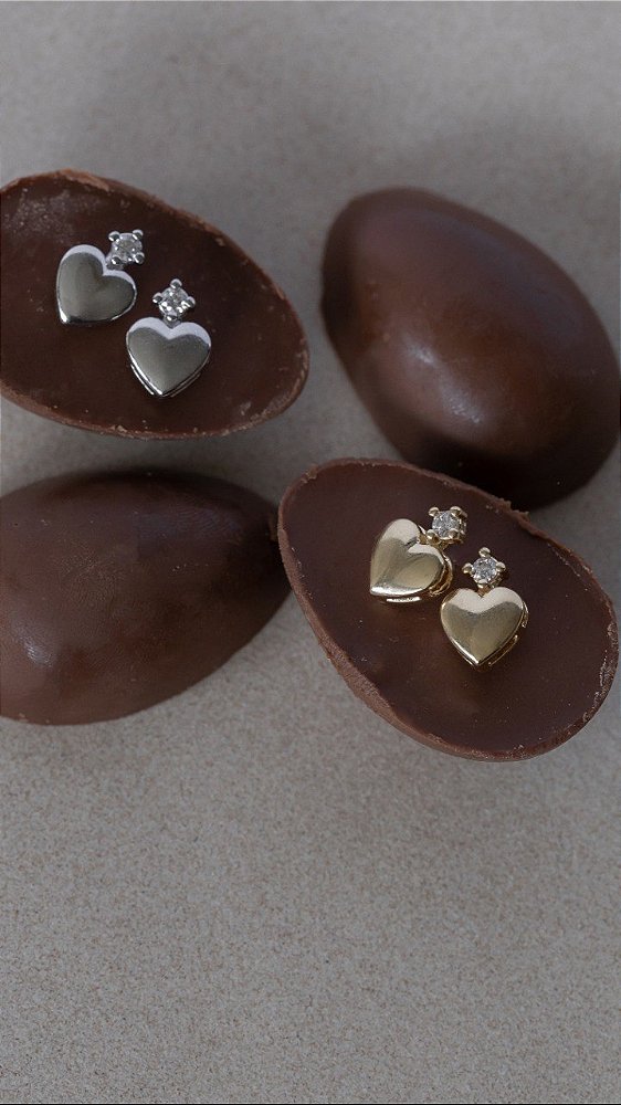 Brinco Coração Princesa com Zircônia