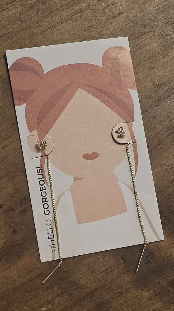 Brinco Ear Line Mini Laço Cravejado