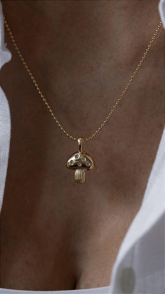 Colar Cogumelo com Zircônias