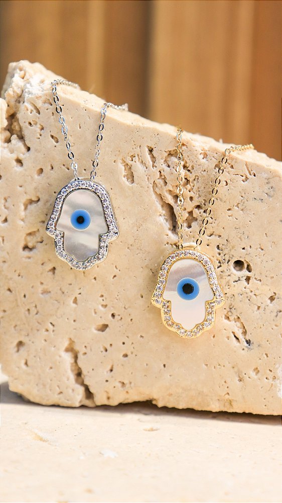 Colar Hamsa Madrepérola