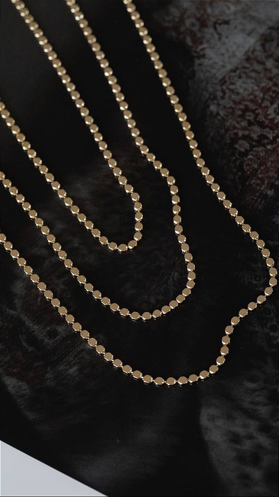 Colar de Bolinhas Chapadas 70cm