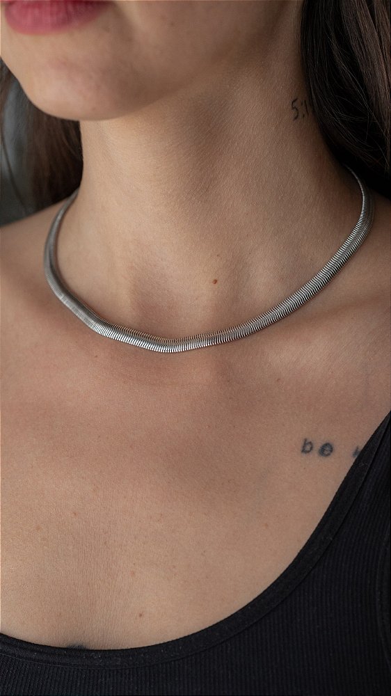 Colar Choker Malha Snake / Fio Alemão