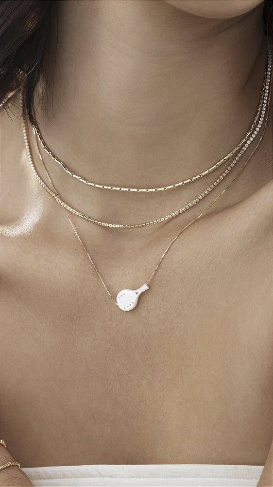 Colar Raquete Beach Tennis Madrepérola