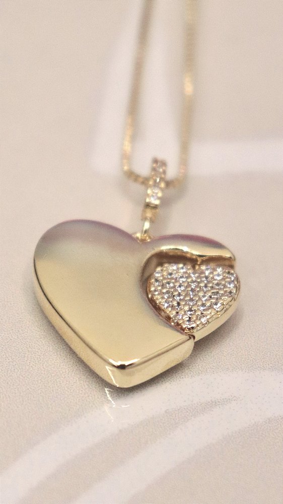 Colar Dois Coração - Liso/Cravejado