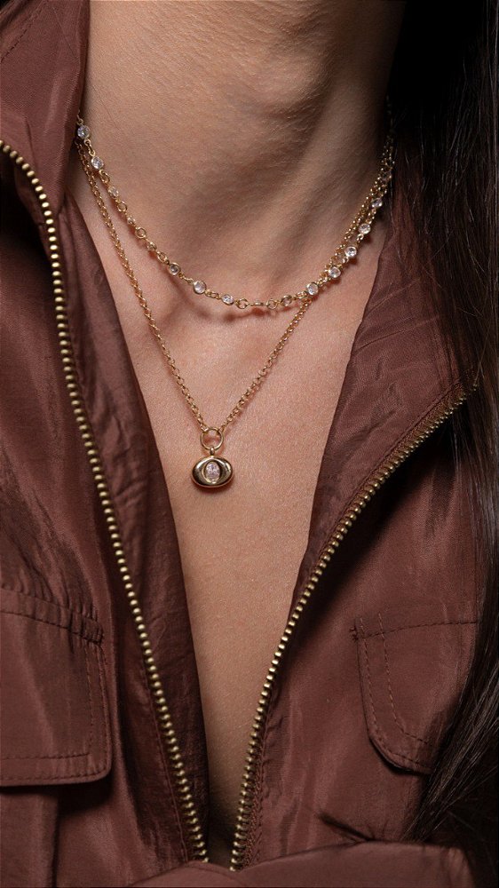 Colar Choker de Zircônias Redondas