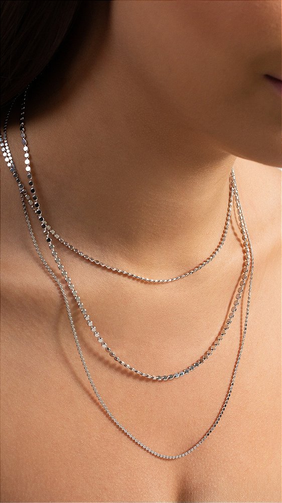 Colar de Bolinhas Chapadas 60cm
