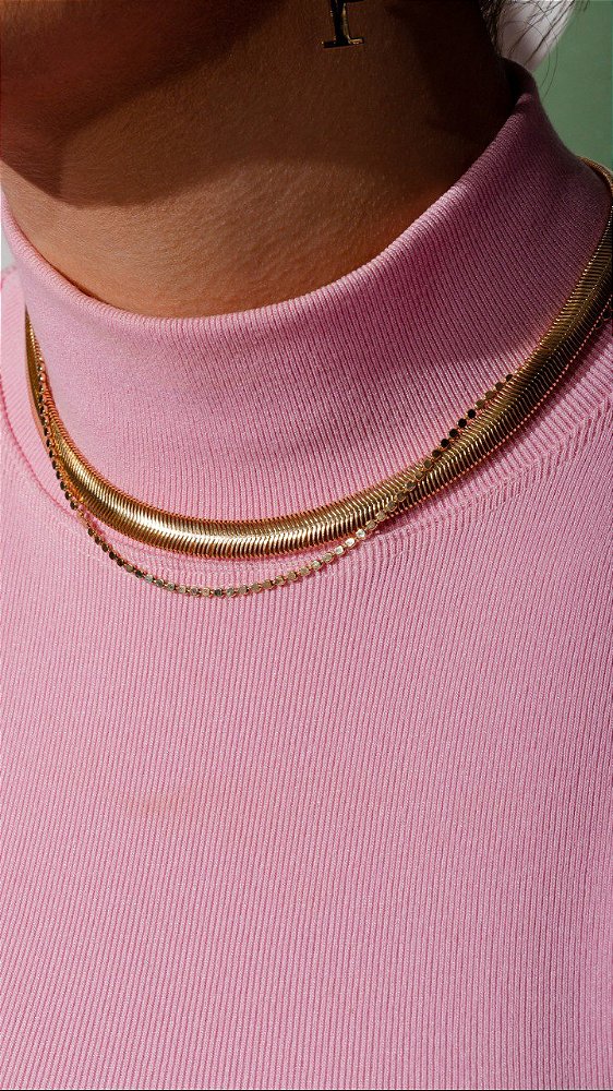 Colar de Bolinhas Chapadas 40cm