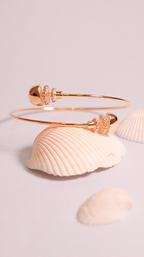 Bracelete Flexível Linha Dupla Cravejada