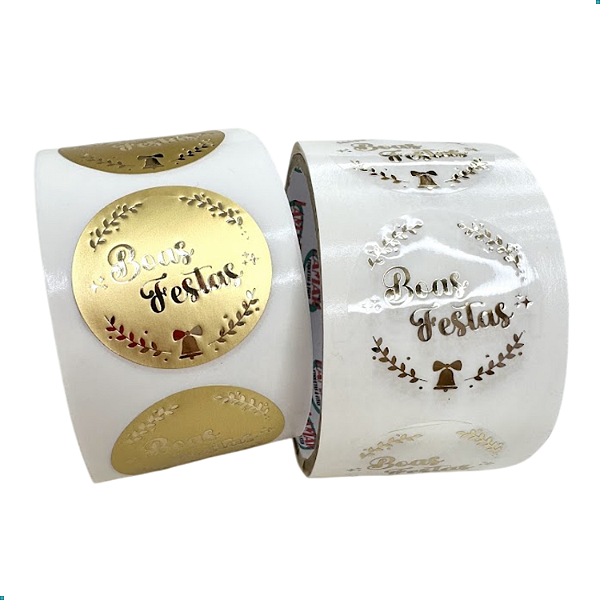 Etiqueta adesiva 4cm - Boas Festas - 50 unidades