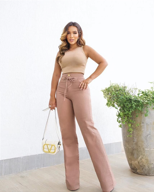 Calça Jeans Wide Leg Color - Soraia