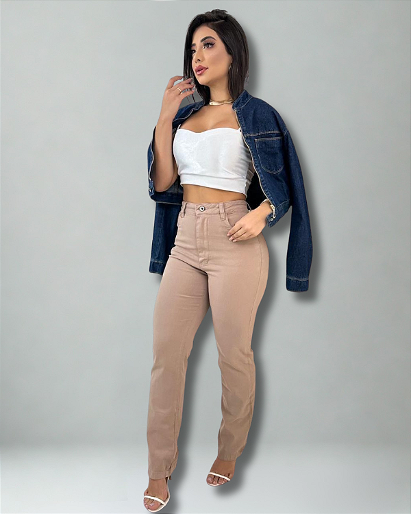 Calça Jeans Wide Loose - Cappuccino