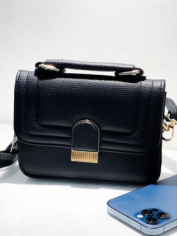 Bolsa Pequena Quadrada em Couro Sintético com Alça