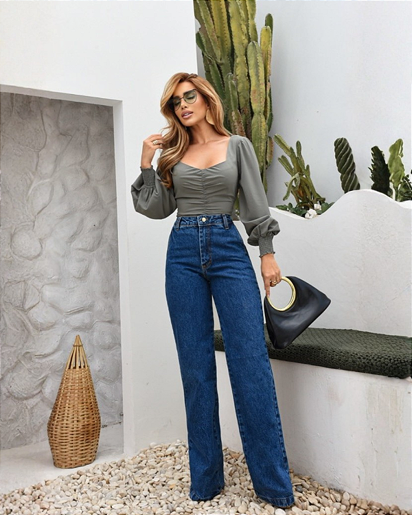 Calça Jeans Wide Leg - Gadu