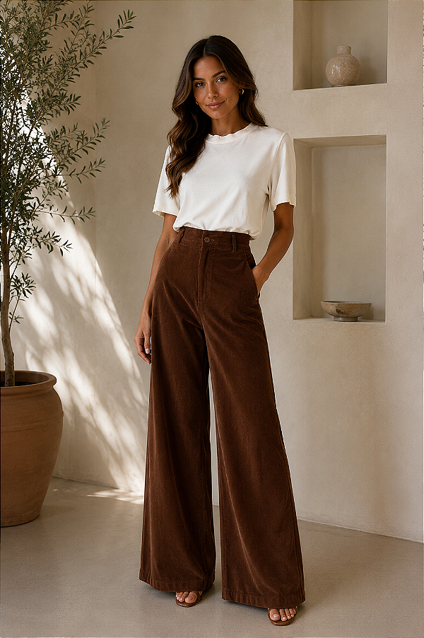 Calça canelada Suzany