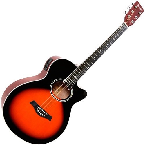 Violão Eletroacústico Mini Jumbo Cutaway Aço Gsf-1r Ceq 3 Tone Sunburst Giannini