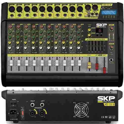 Mesa De Som Amplificada Usb 10 Canais 500w Vz-100 Il Skp