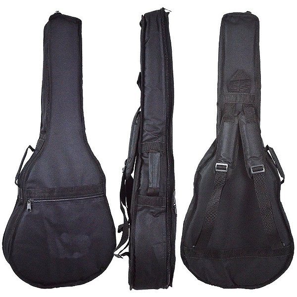 Capa Para Violão Folk Acolchoada Nylon Ultra Resistente - Preto - Clássico / Folk