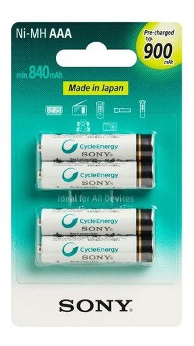 Cartela Com 4 Pilhas Bateria Aaa Sony Recarregável 900mah
