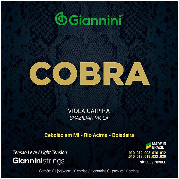 Encordoamento para Viola Giannini Cobra Níquel GESVNL Leve 10 Cordas