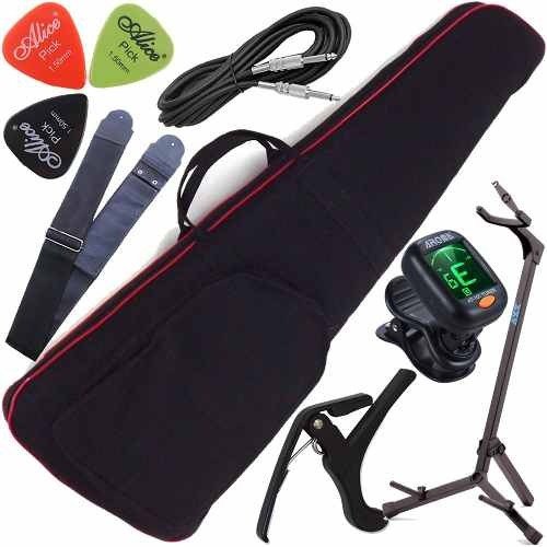 Kit Capa Acolchoada Para Contrabaixo Vermelho C/ Acessórios