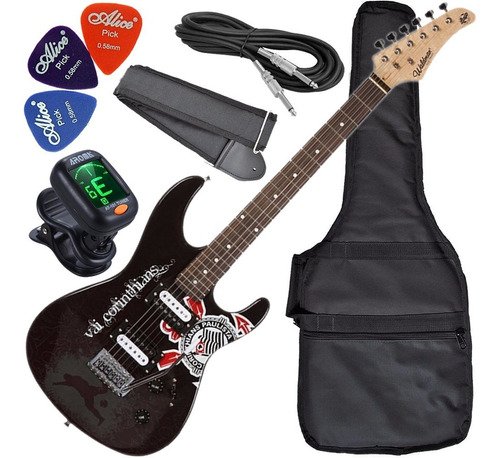 Kit Guitarra Strato Waldman Corinthians Captação Dupla Gtu1
