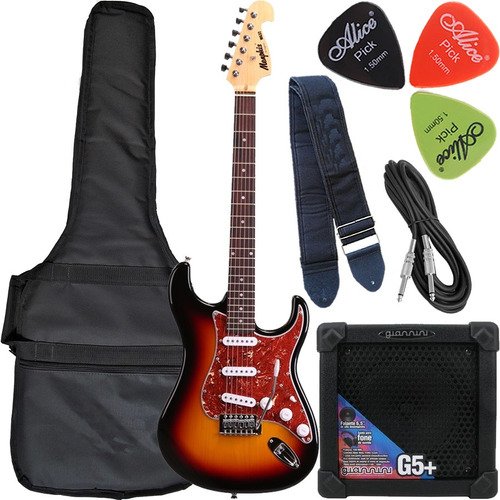 Kit Guitarra Tagima Strato Memphis Mg32 Sunburst C/ Cubo