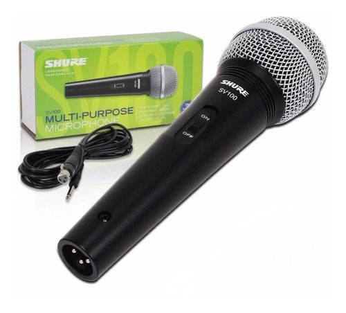 Microfone Profissional Dinâmico C/ Cabo Sv100 Shure Original