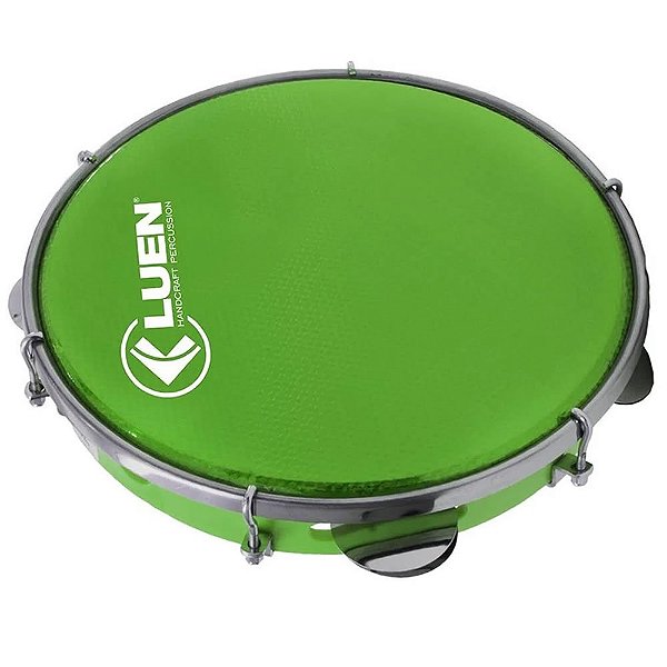 Pandeiro Luen Percussion 10 Aro Abs Pele Holográfica Verde