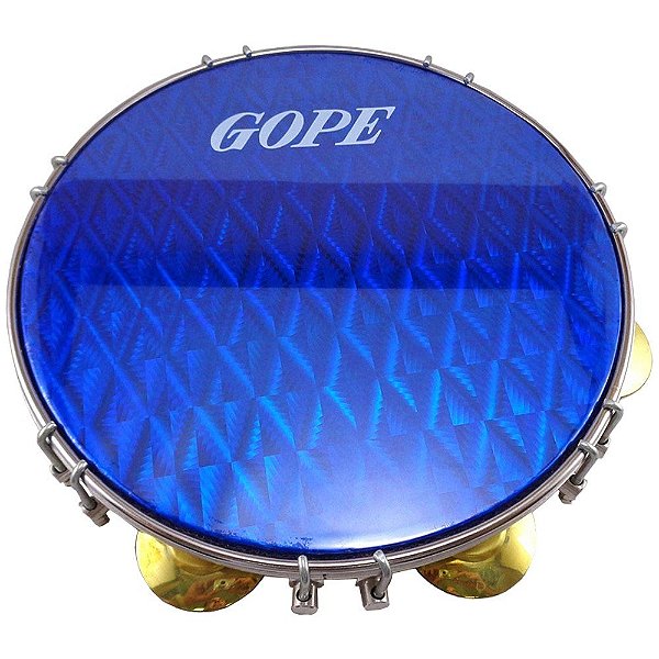 Pandeiro Profissional Gope Pele Holográfica 12 Pol Azul