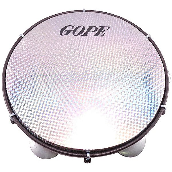 Pandeiro Profissional Pele 12 Pol Holográfica Prata Gope