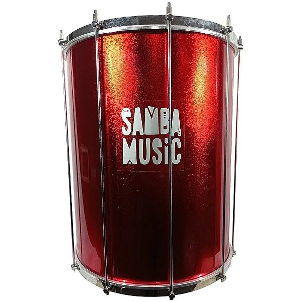 Surdo Madeira Samba Music 60x20 Vermelho Pele Animal