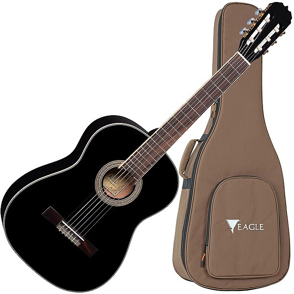 Violão Acústico Cordas Nylon Tampo Spruce Dh69 Bk  Eagle