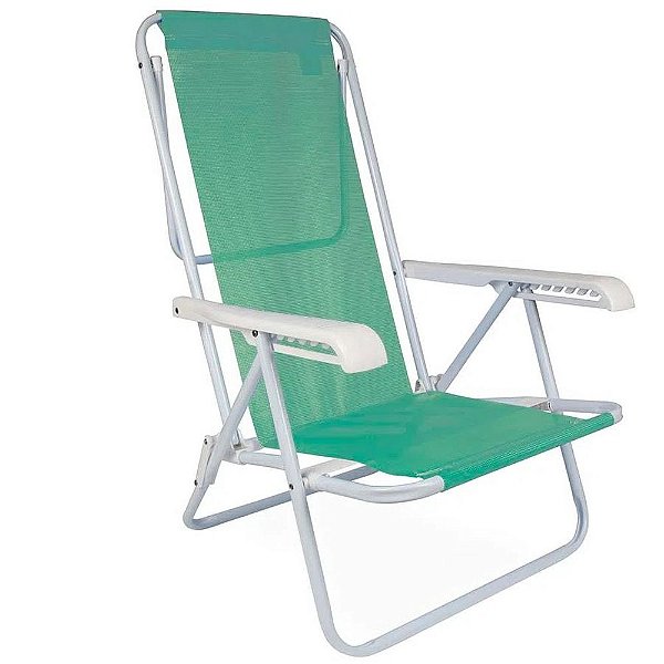 Cadeira De Praia Mor Reclinável 8 Posições Verde Em Aço