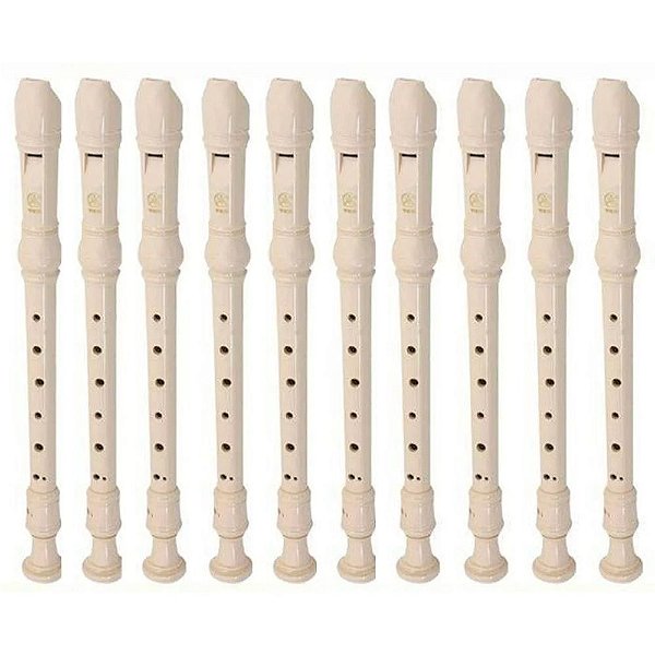 Flauta Doce Yamaha YRS24B Barroca Kit c/ 10 Flautas