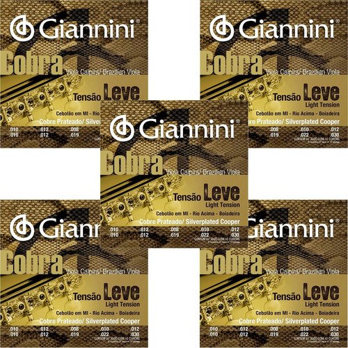 Kit 5 Encordoamento Giannini Gesvl Cobra Viola Caipira Cebolao E Mi - Cobre
