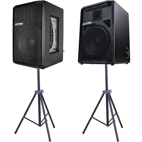 Kit Caixa De Som Ativa E Passiva At12-250 500w Rms Usb + Cabo 10m