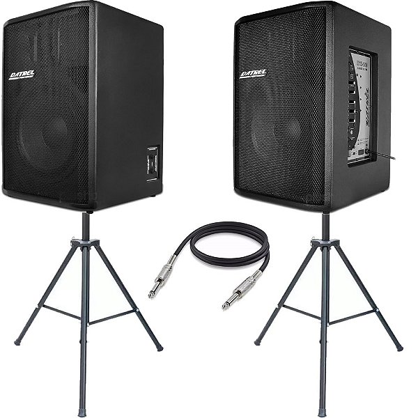 Kit Caixa De Som Ativa Passiva 500w Rms Usb + Cabo 10m