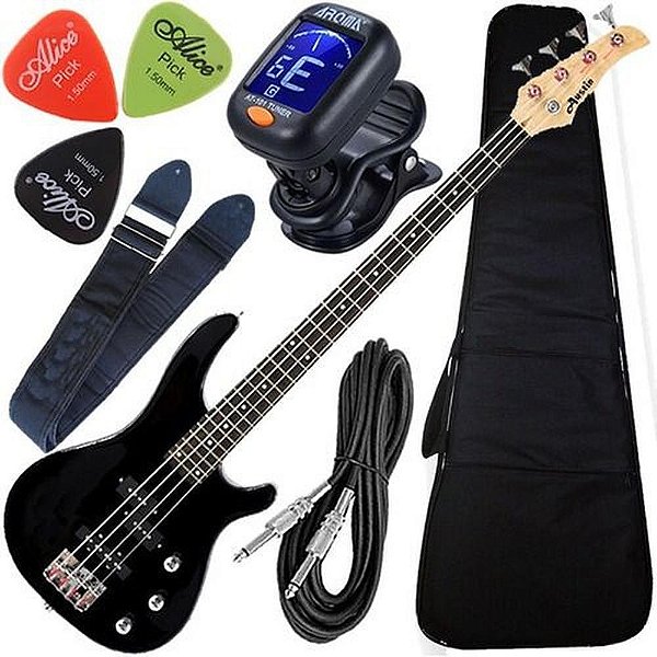 Kit Contrabaixo 4 Cordas Com Capa Austin Kauthon