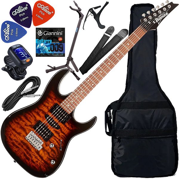 Kit Guitarra Ibanez Gio GRX-70 QA HSH Sunburst Gx02
