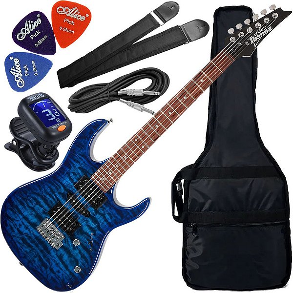 Kit Guitarra Ibanez Grx70 Qa Hsh Blue Burst Tbb Gx01