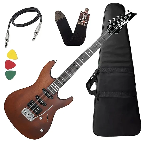 Kit Guitarra Ibanez Gsa 60 Wnf Walnut com capa bag correia