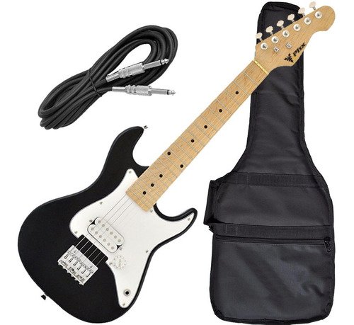 Kit Guitarra Phoenix Infantil Profissional Stratocaster Phx Junior Bk