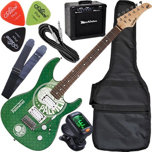 Kit Guitarra Strato Waldman Time Palmeiras Cap Dupla Gtu1