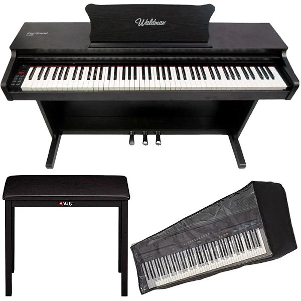 Kit Piano Digital Waldman Kg-8800 88 Teclas Sensitivas Preto