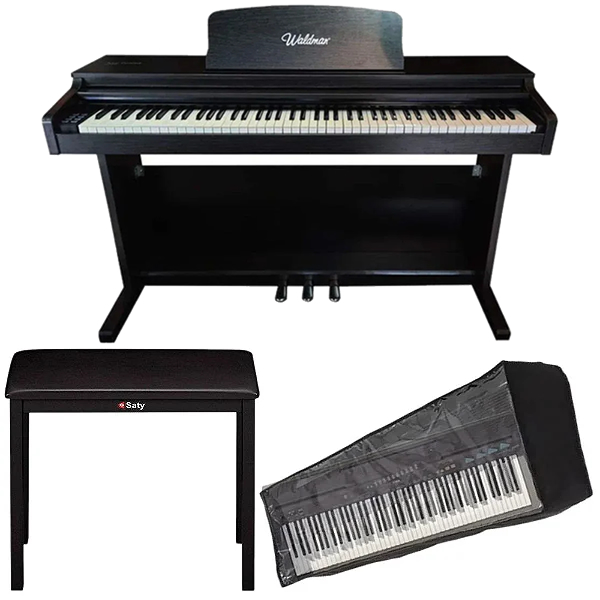 Kit Piano Digital Waldman Kg-8800 88 Teclas Sensitivas Preto