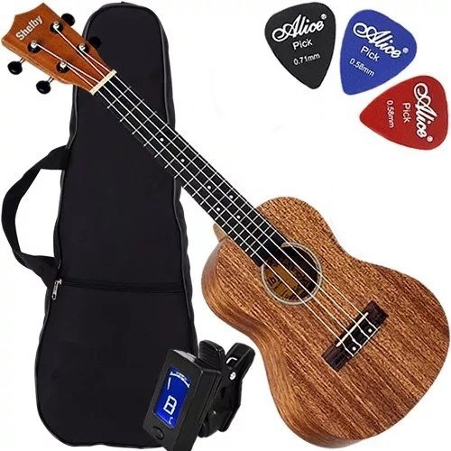 Kit Ukulele Acústico Canhoto Completo Su23m Shelby Envio24h