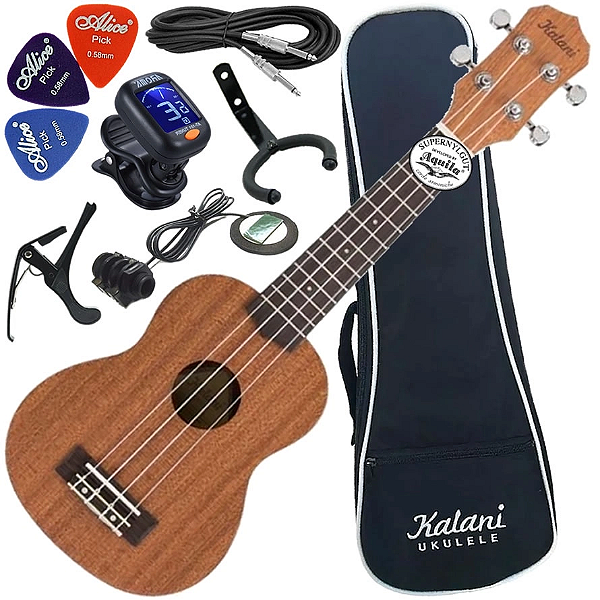 Kit Ukulele Elétrico Kalani Soprano 21 Kal230 Snm Com Bag