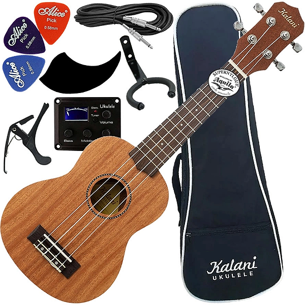 Kit Ukulele Eletroacústico Soprano Kalani Kal300 Ss Eq + Bag