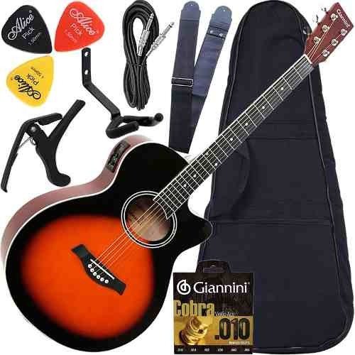 Kit Violão Eletroacústico Gsf1r Sb Completo + Capa Giannini